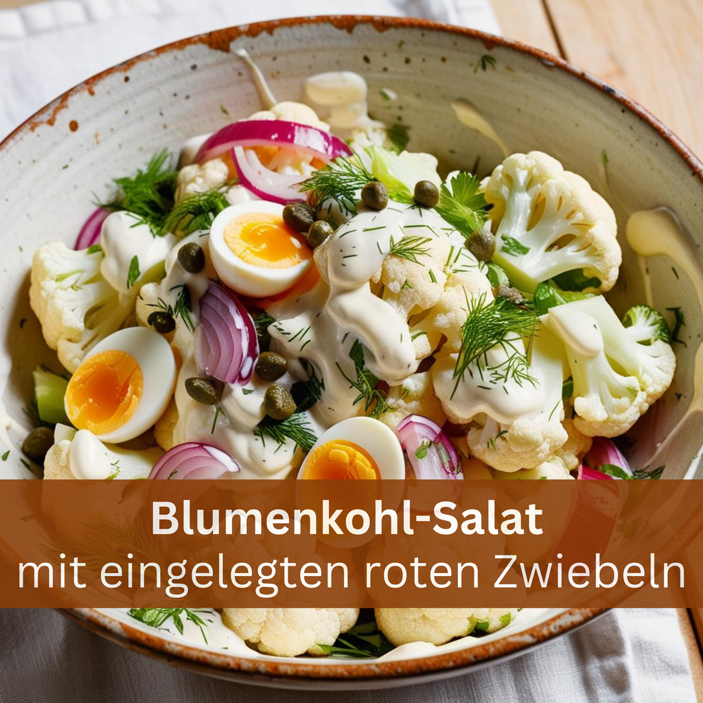 Blumenkohl-Salat mit eingelegten roten Zwiebeln 🥗🧅