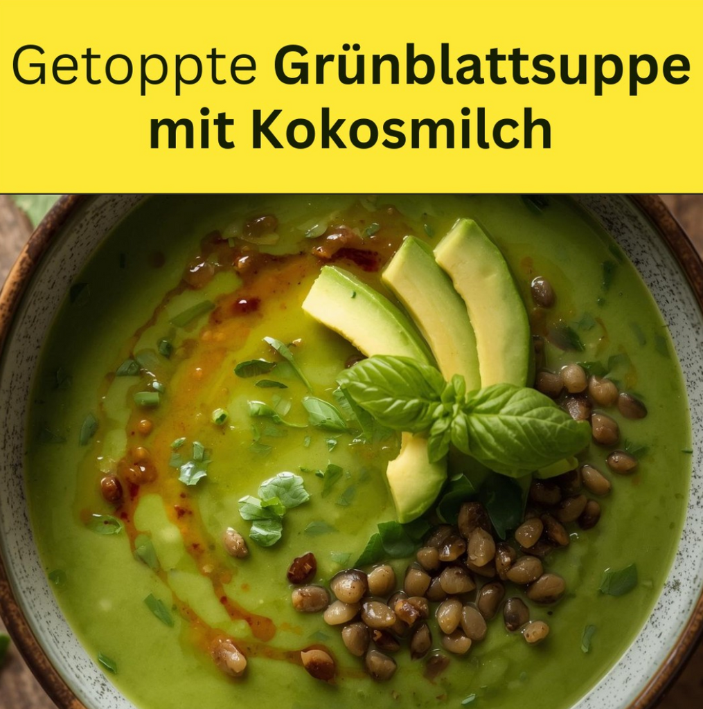 Getoppte Grünblattsuppe mit Kokosmilch 🥥🌿