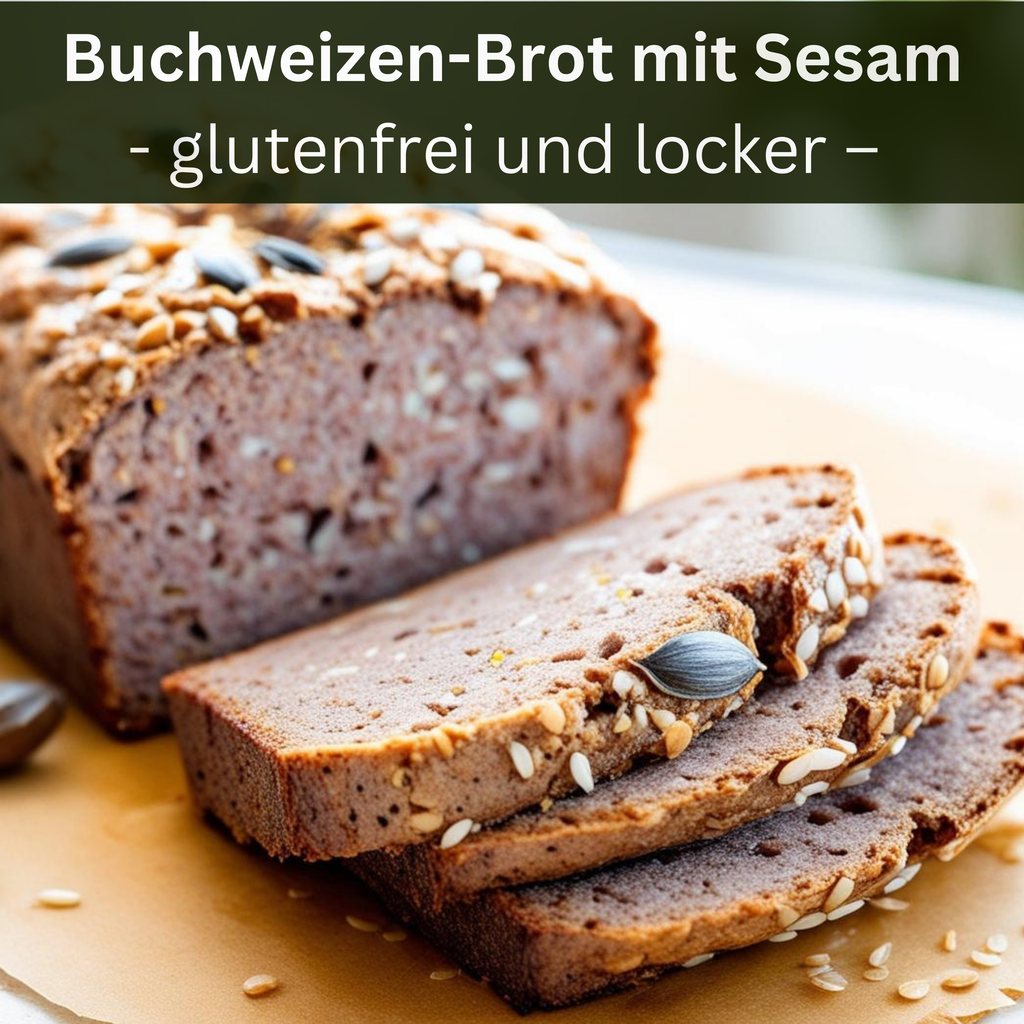 Rezept: Buchweizen-Brot mit Sesam - glutenfrei und locker - 🍞
