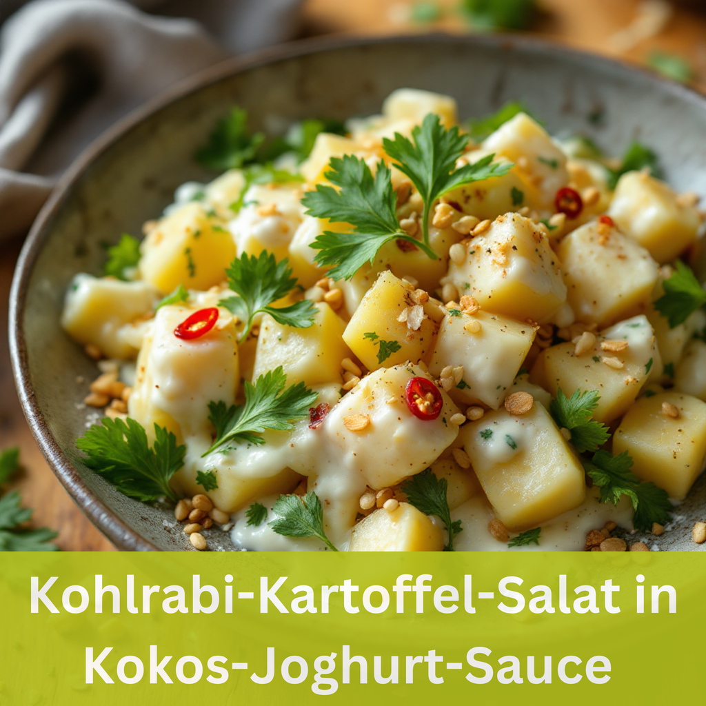 Kohlrabi-Kartoffel-Salat in Kokos-Joghurt-Sauce 🥗🥥