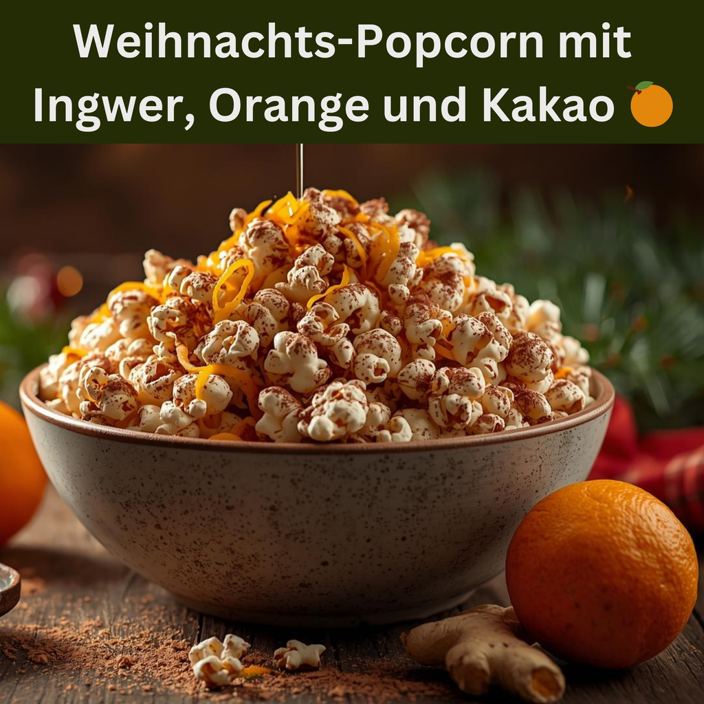 Weihnachts-Popcorn mit Ingwer, Orange und Kakao 🍊