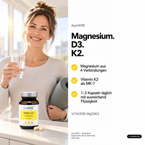 ApoVERE VITAVERE MgD3K2 – Lifestyle mit Frau (ältere Fassung)