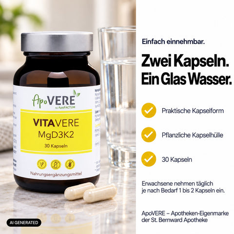 ApoVERE VITAVERE MgD3K2 – praktische Kapselform