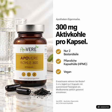 ApoVERE KOHLE 300 – Hero mit Wasserglas (ältere Fassung)