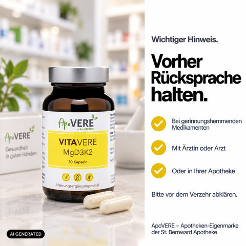 ApoVERE VITAVERE MgD3K2 – wichtiger Hinweis zur Einnahme