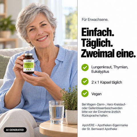 ApoVERE BRONCHIVERE KOMPLEX – für Erwachsene, zweimal täglich eine Kapsel