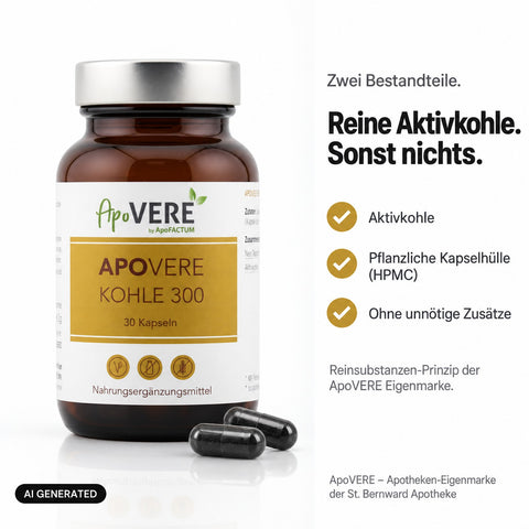 ApoVERE KOHLE 300 – Reine Aktivkohle, nur zwei Bestandteile