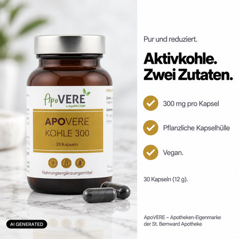 ApoVERE KOHLE 300 – Makroaufnahme Aktivkohle-Kapsel