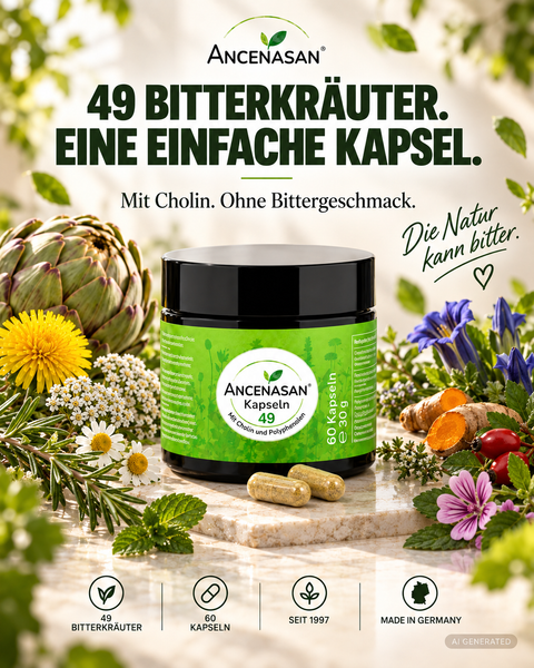 ANCENASAN® 49 Bitterkräuter Kapseln mit Cholin – Produkt und Anwendung 18