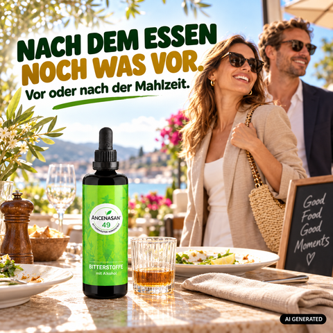 ANCENASAN® 49 Bitterkräuter-Konzentrat – Paar beim Essen im Freien