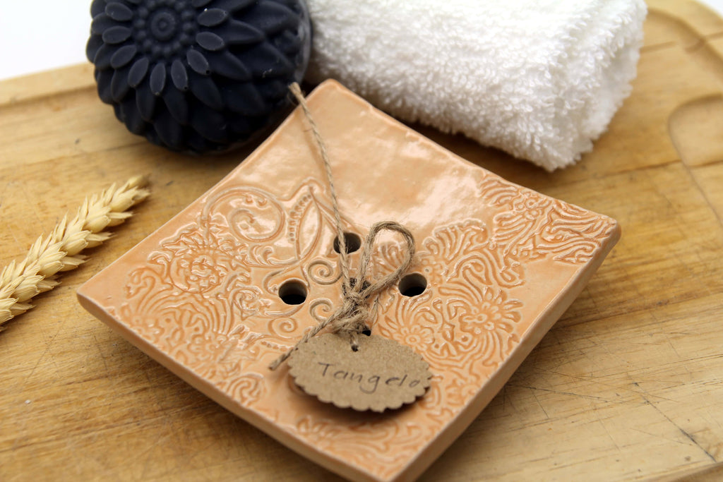 Handgefertigte Seifenschale - Eckig in "Tangelo"