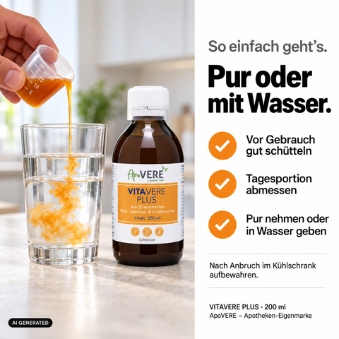VITAVERE PLUS Produkt Anwendung Mit Wasser (KI-generiertes Bild)