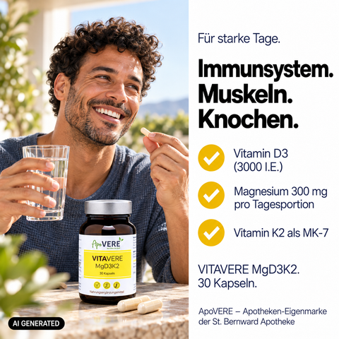 VITAVERE MgD3K2 Produkt Stark Kombiniert (KI-generiertes Bild)