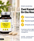 VITAVERE MgD3K2 Produkt Zwei Kapseln Glas Wasser (KI-generiertes Bild)